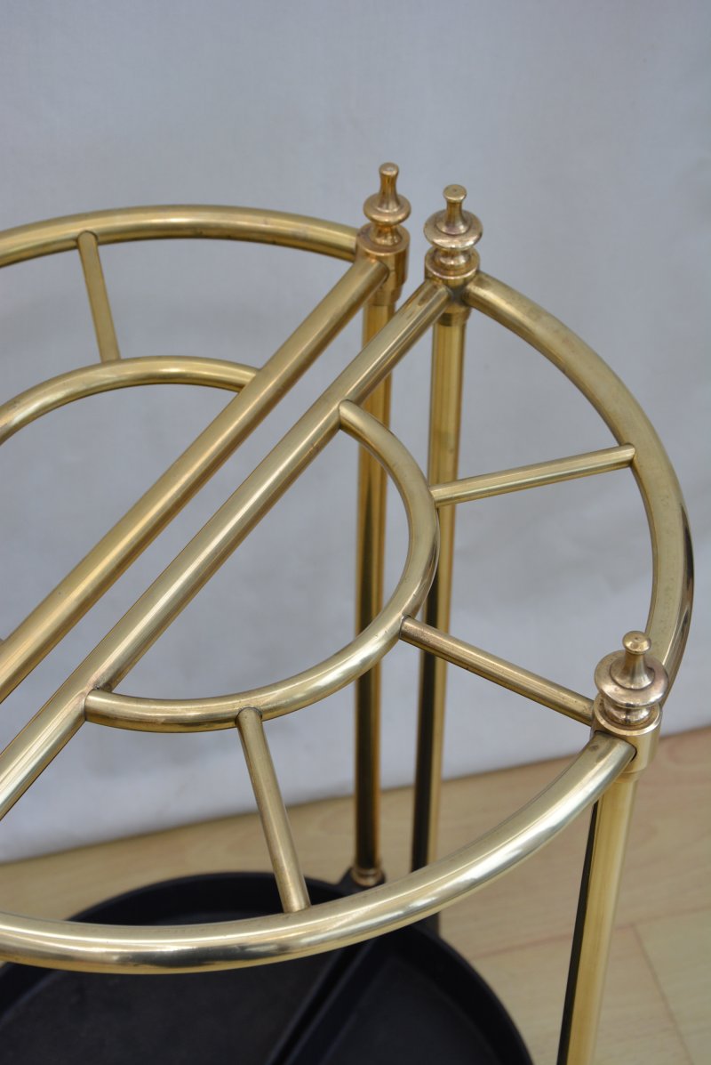 Pair of Early 20th Century Brass Umbrella Stands, Demi Lune Design - Image 5